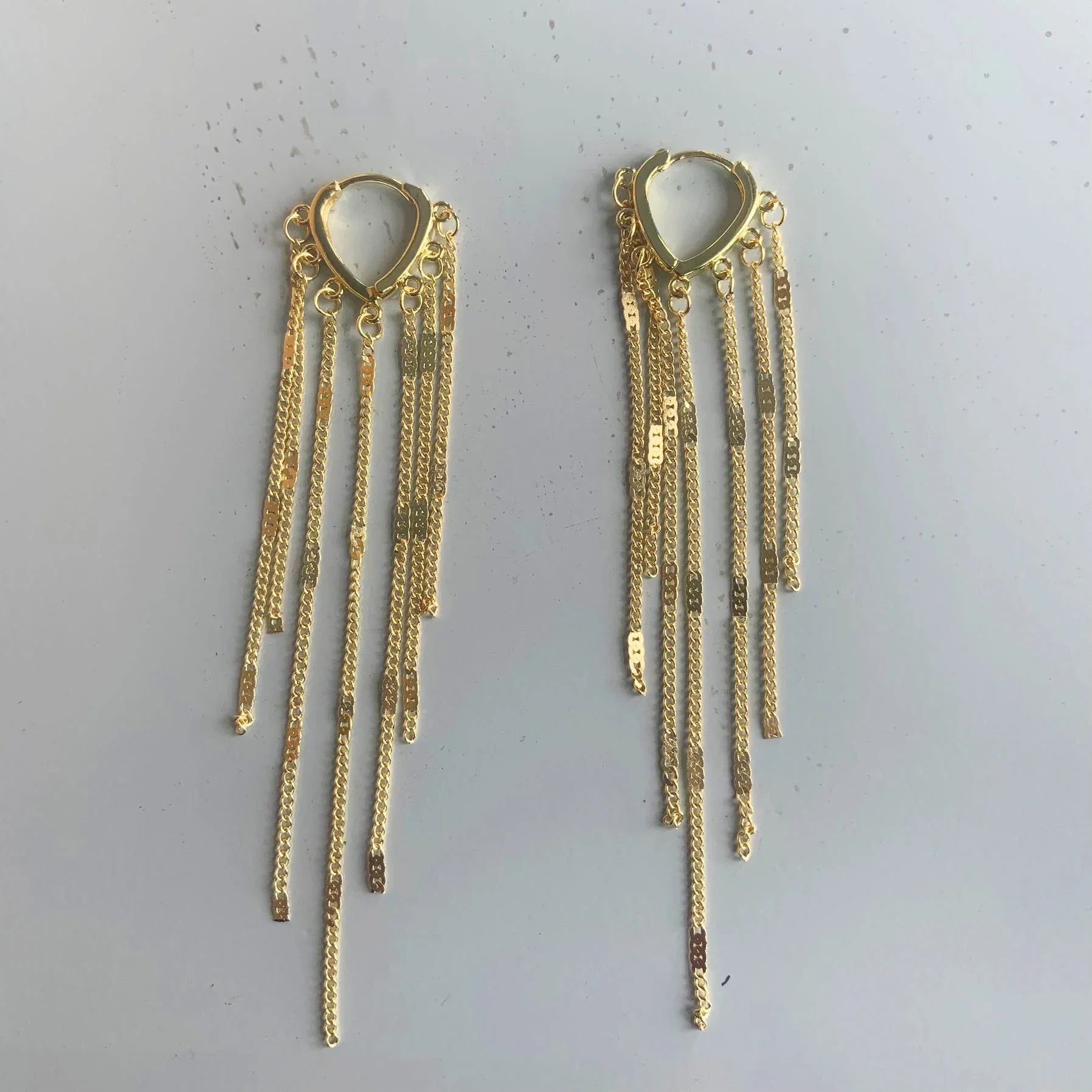 Gold Color Light Luxury Long Tassel Hoop Earrings Female Temperament Love Heart Dangle Earrings Handmade Jewelry Wedding Gift